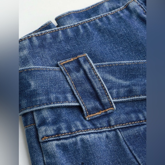 NWT Cider Blue High Waist Solid Bowknot Wide Leg Jeans Women’s Size 1XL - Picture 4 of 6